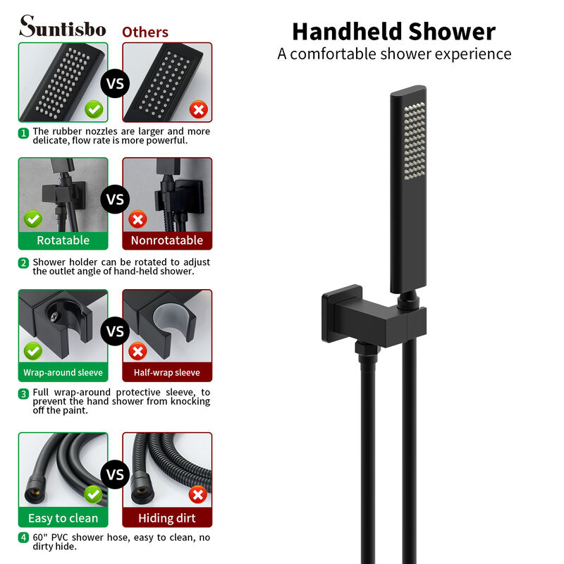 Wall Mount Bathtub Shower Faucet Set with Handheld Shower Head