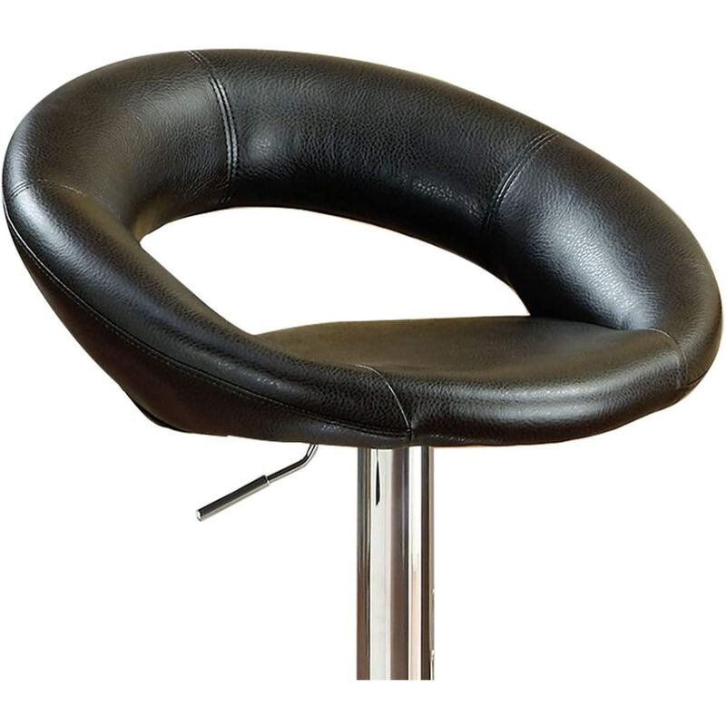 Adjustable Height Swivel Chairs Set, Faux Leather, Chrome Base