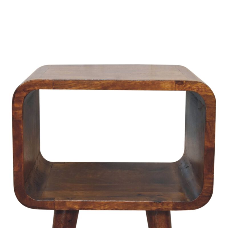 Mini Chestnut Curved Solid Wood  Open NightStand