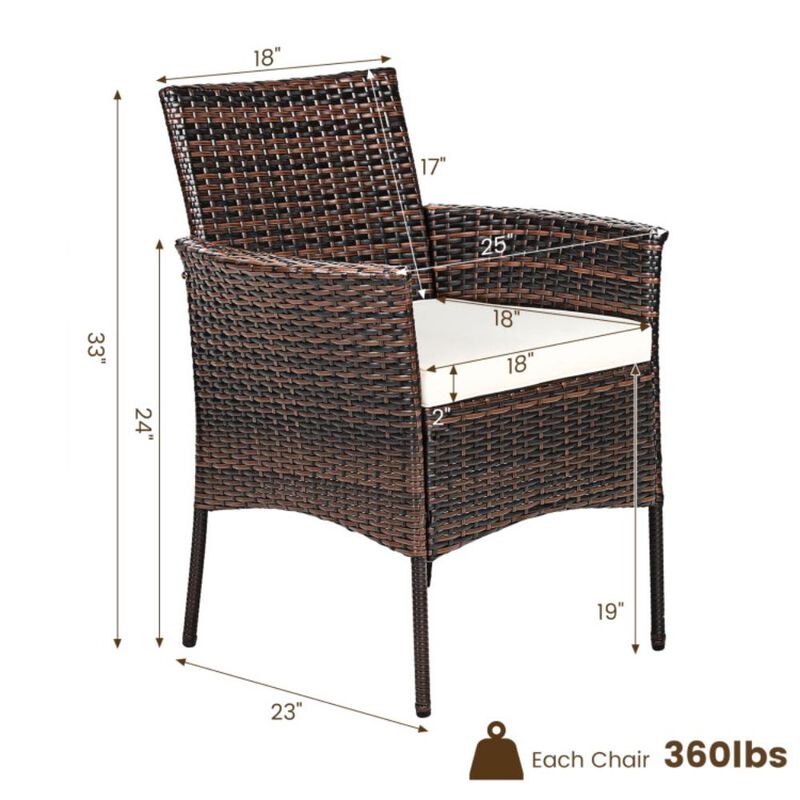 Hivvago 2 Pieces Outdoor PE Rattan Armchairs with Removable Cushions