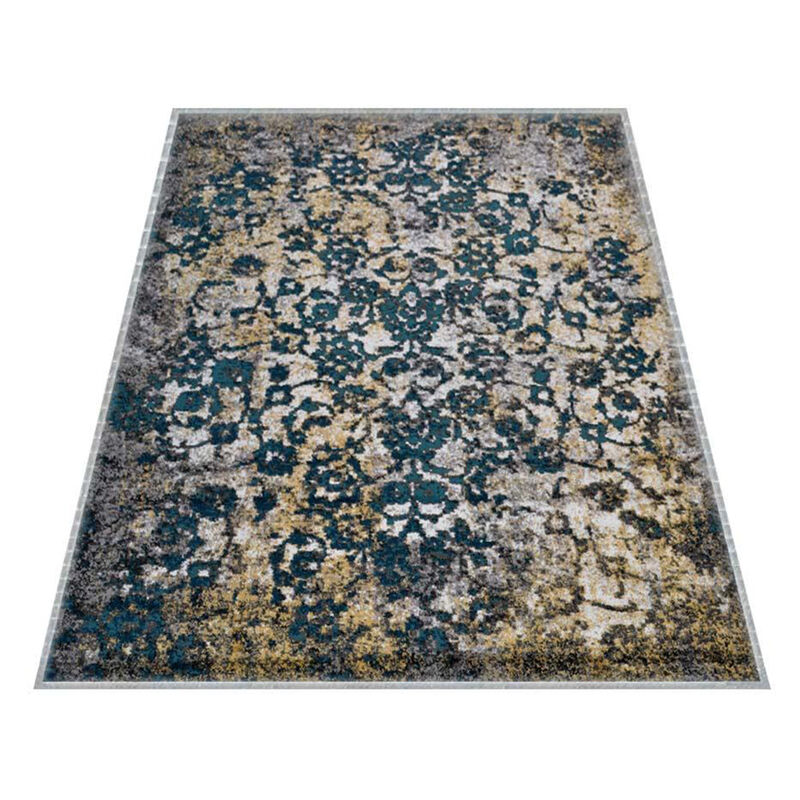 RUGSOTIC CARPETS MACHINE MADE HEATSET POLYPROPYLENE AREA RUGS  - 9'x12', Rectangle Shape, Silver Blue Color, Abstract Modern Design, Midium Pile Machine Made Area Rugs (MX0011)