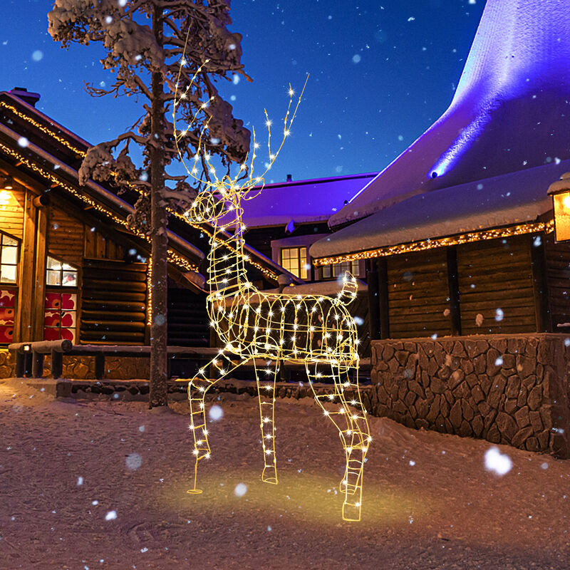Pre-Lit Christmas Reindeer with 300 Warm White LED Lights and Zip Ties