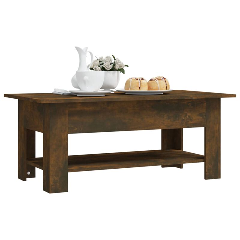 vidaXL Coffee Table Smoked Oak 40.2"x21.7"x21.7" Chipboard