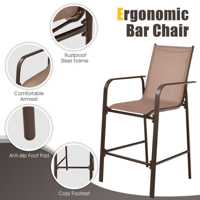 Hivvago 3 Pieces Outdoor Patio Bar Table Stool Set