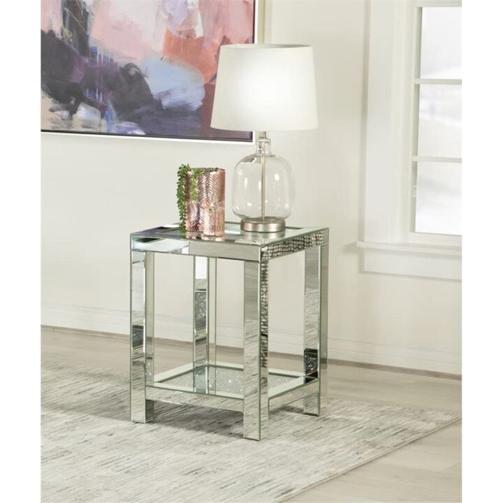 Coaster Home Furnishings Mozzi Square End Table with Glass Top Mirror