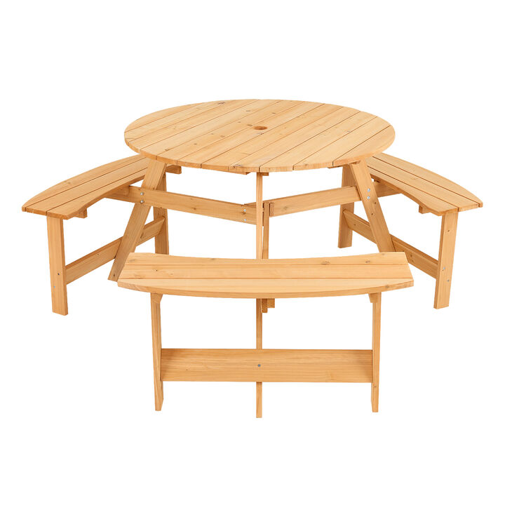 Kids Outdoor Wooden Picnic Table and Bench Set with Umbrella Hole