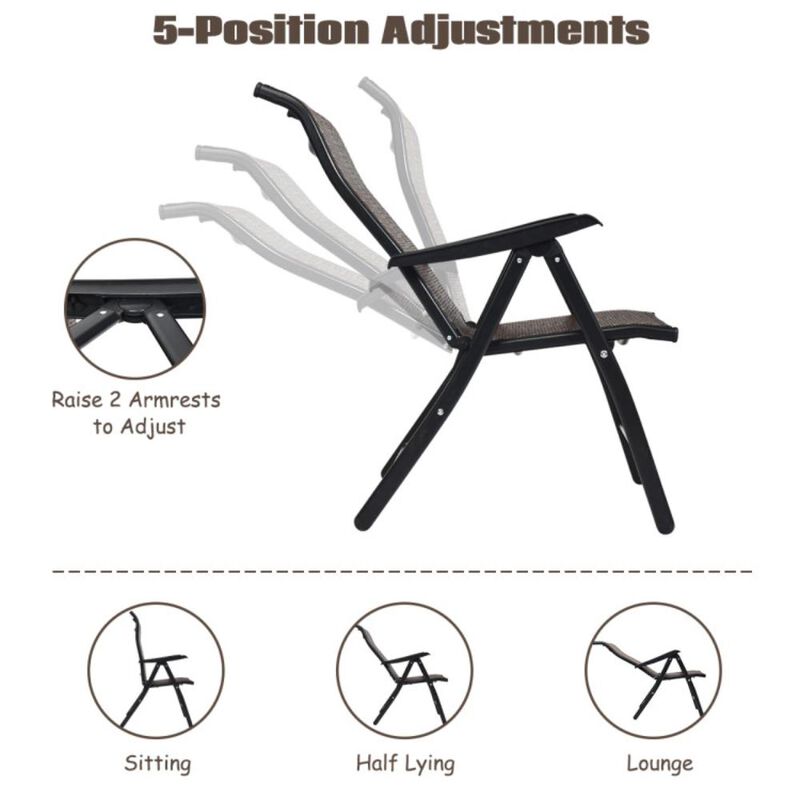 Hivvago 2 Pieces Patio Rattan Folding Reclining Chair