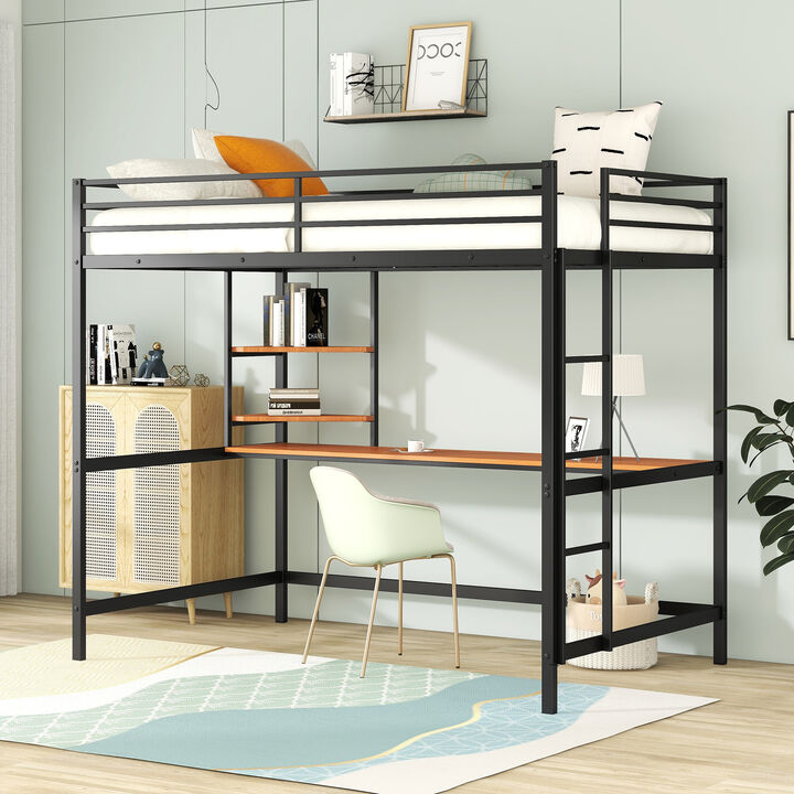 Merax Metal Loft Bed with Desk for Kids Teens Adults