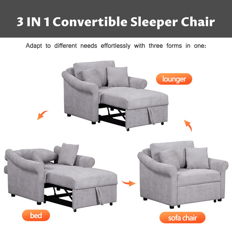 Merax Chenille Convertible Sleeper Sofa Chair