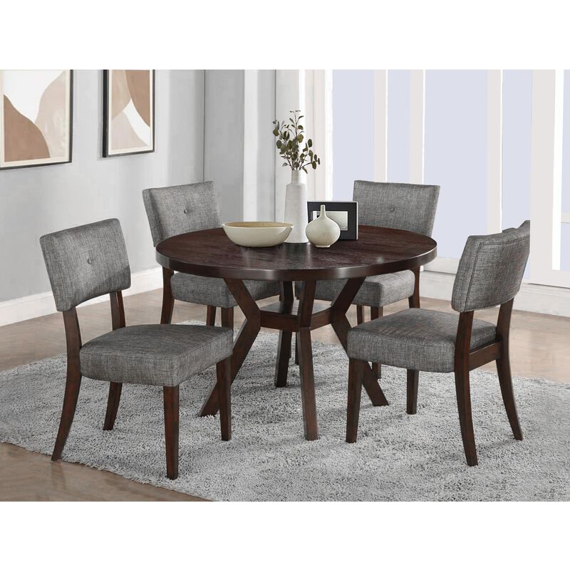 Round Wooden Dining Table, Espresso Brown - Benzara