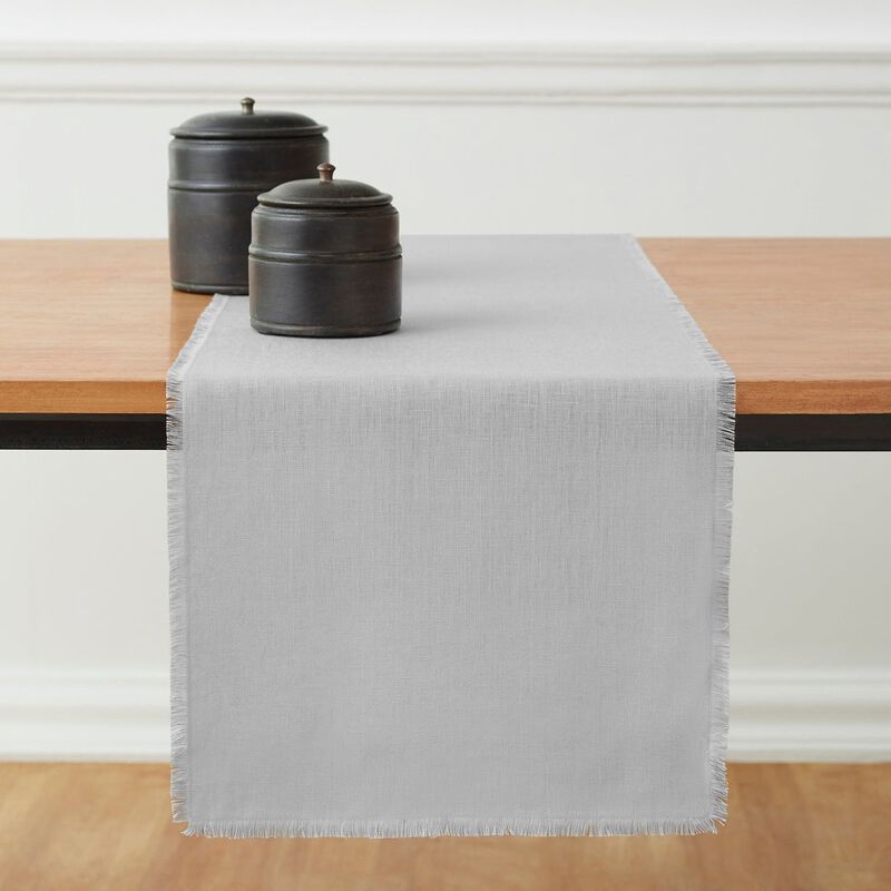 Solino Home 100% Pure Linen Table Runner 14 x 60 Inch | Fringe