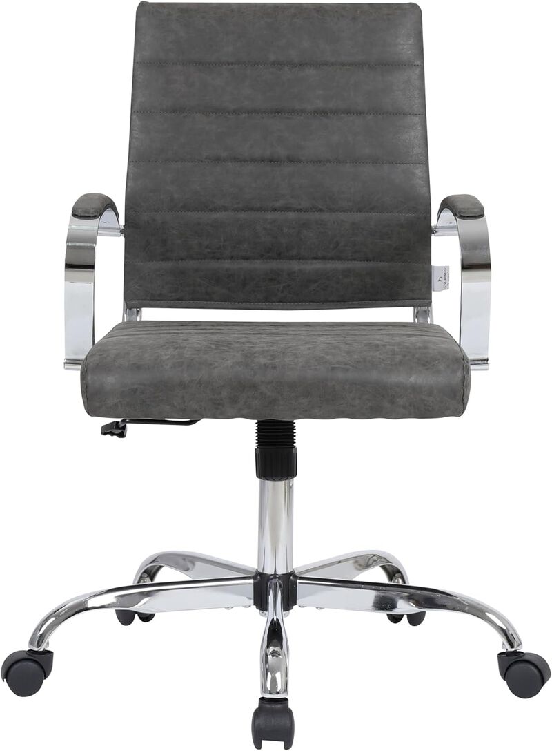LeisureMod Benmar Modern Mid-Back Adjustable Swivel Leather Office Chair