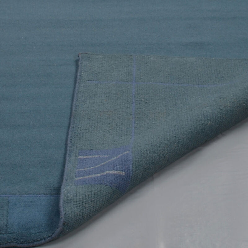 Rugsotic Carpets Hand Knotted Tibbati Wool 6'7''x9'10'' Area Rug Contemporary Blue T00206