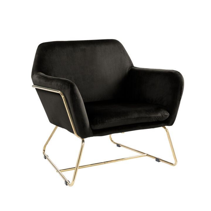 Keira Velvet Accent Chair With Metal Base