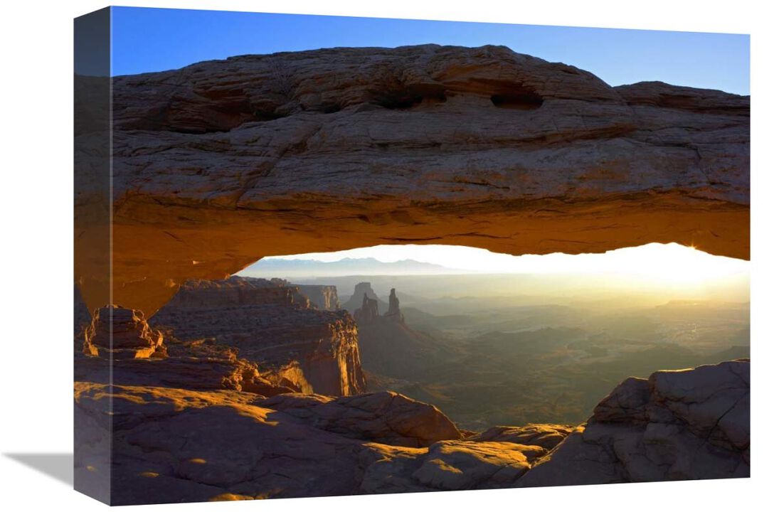 Mesa Arch at sunset from the Mesa Arch Trail, Canyonlands National Park, Utah-Canvas Art-16x12