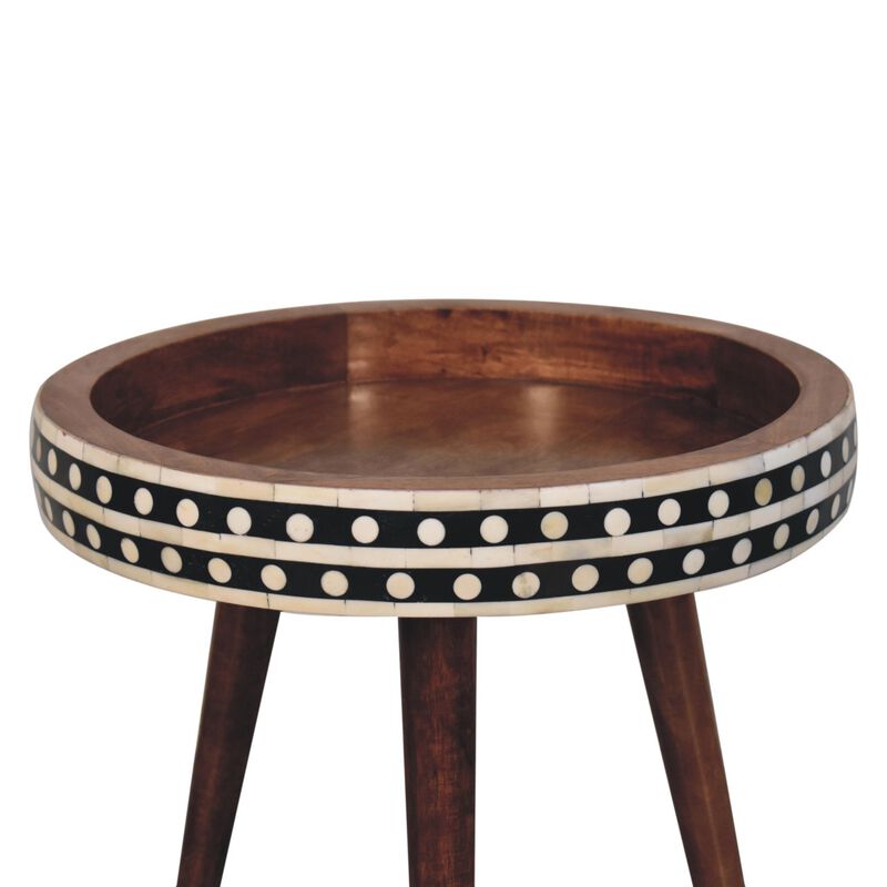 Artisan Furniture Solid Wood Honey Caramel Small Patterned Nordic Style End Table
