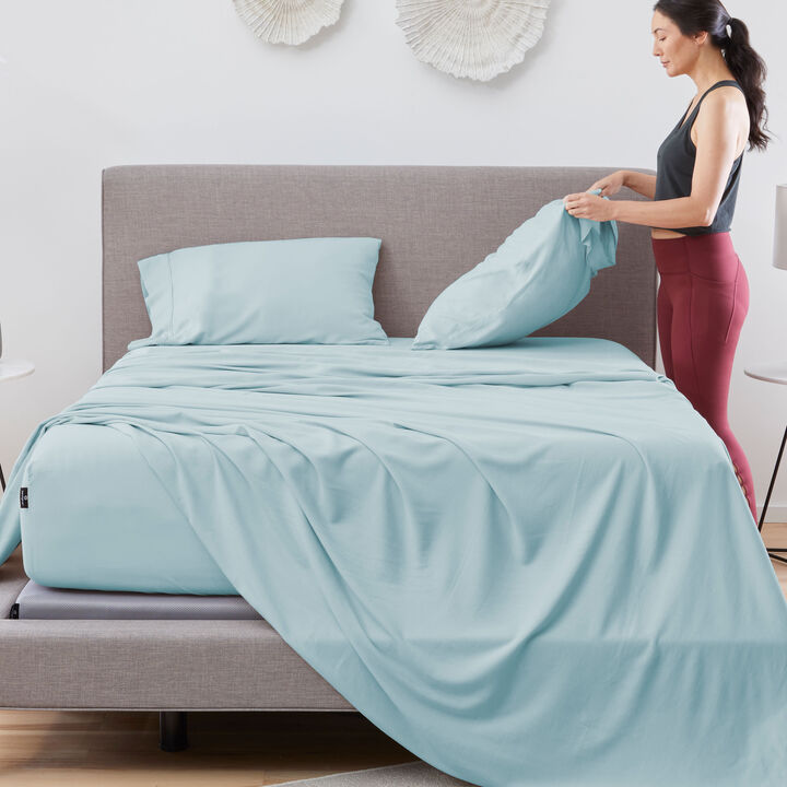 Hyper-Linen Queen Sheet Set - Misty Blue