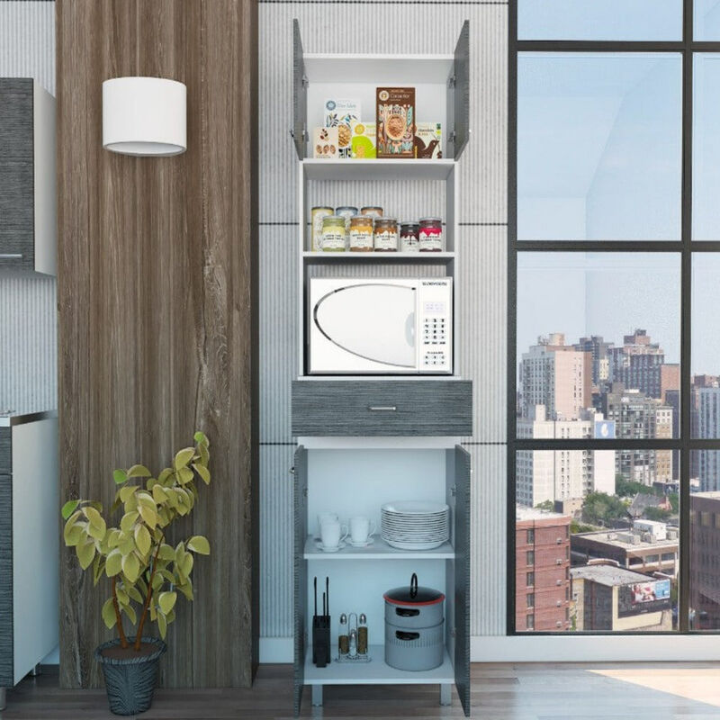Microwave Cabinet Madison, Kitchen, White / Smoky Oak