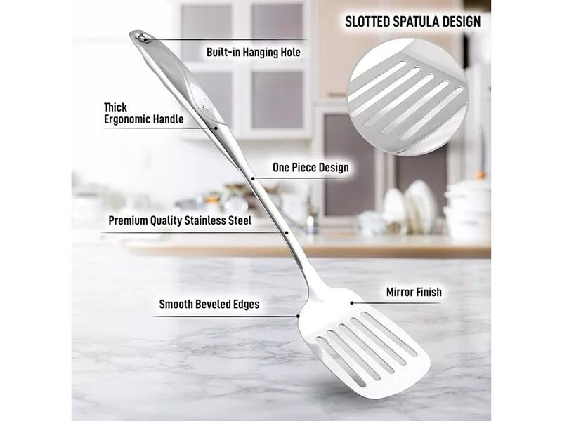 Zulay Kitchen Slotted Turner Metal Spatula