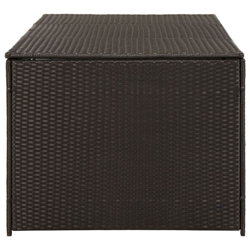 Outdoor Storage Box, Brown Rattan, 71 Inch Powder Coated Steel Frame - Benzara