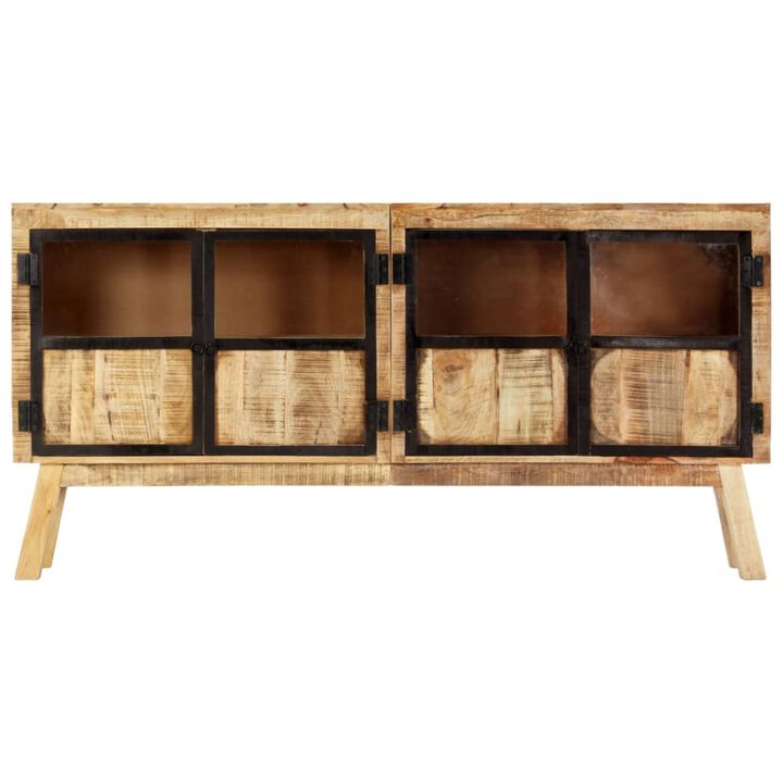 vidaXL Sideboard Brown and Black 63"x11.8"x31.5" Solid Rough Mango Wood