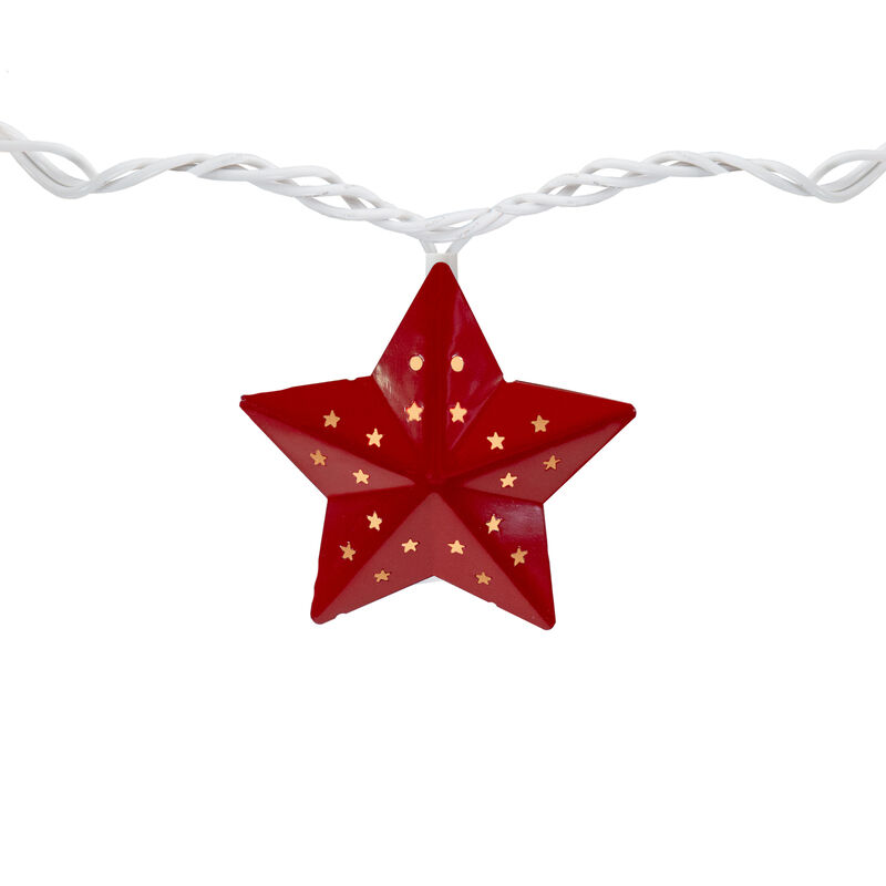 10-Count Red and Blue Fourth of July Star String Light Set  7.25ft White Wire