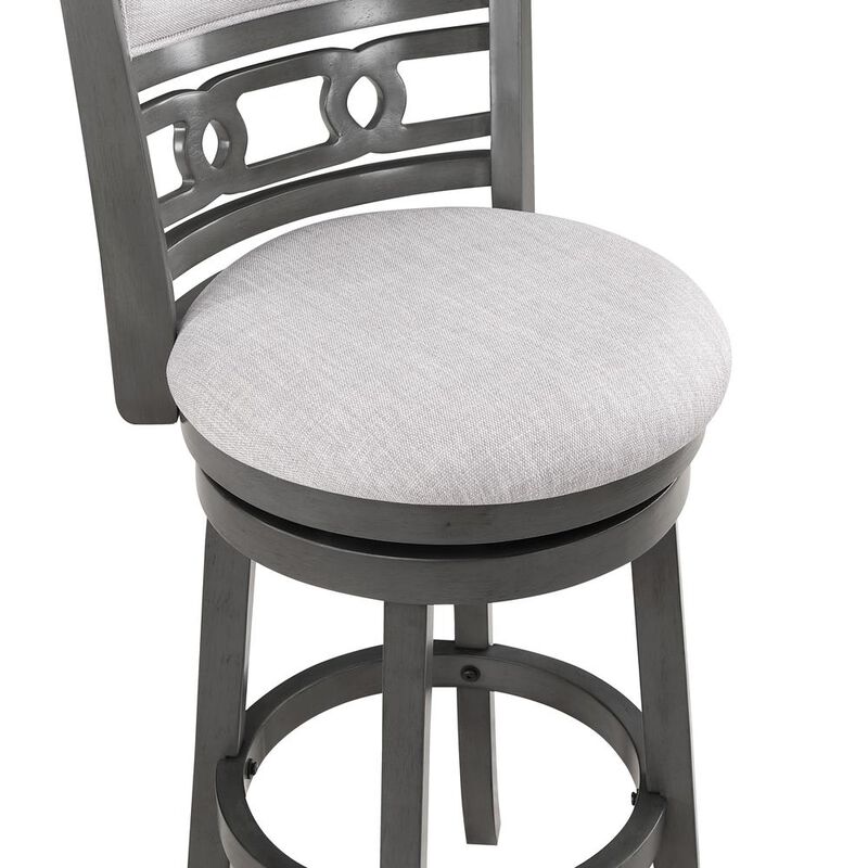 New Classic Furniture Gia 29 Solid Wood Swivel Bar Stool with Fabric Seat in Gray