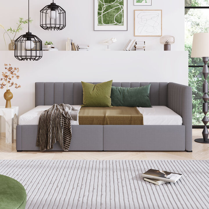 Upholstered Daybed with 2 Storage Drawers