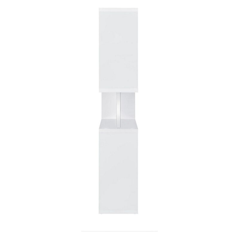 Splendid white bookcase With Chrome Support Beams-Benzara