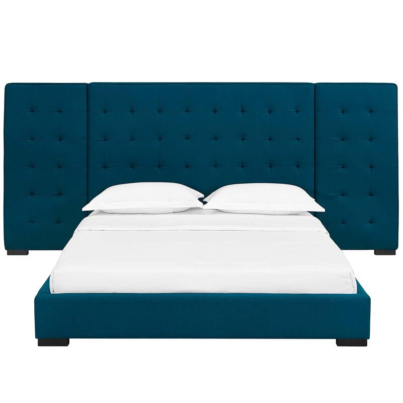 Modway Sierra Tufted Upholstered Fabric Queen Platform Bed Frame With Headboard In Azure