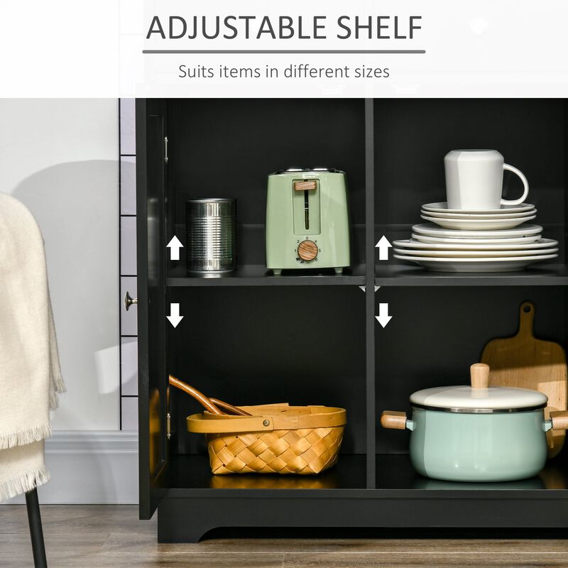 Black Kitchen Storage: Sideboard with Rubberwood Top and Drawers