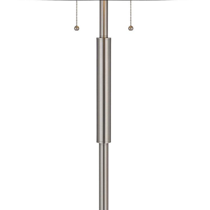 Kio 61 Inch Floor Lamp, Modern Tiffany Style Stained Glass, Silver Metal - Benzara