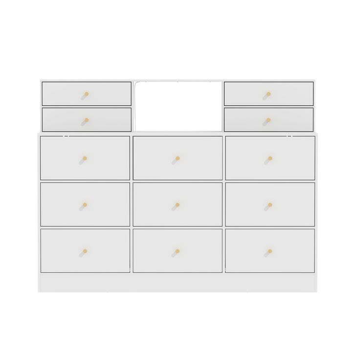 13-Drawer Dresser With Adjustable Lights And White Finish