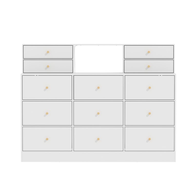13-Drawer Dresser With Adjustable Lights And White Finish