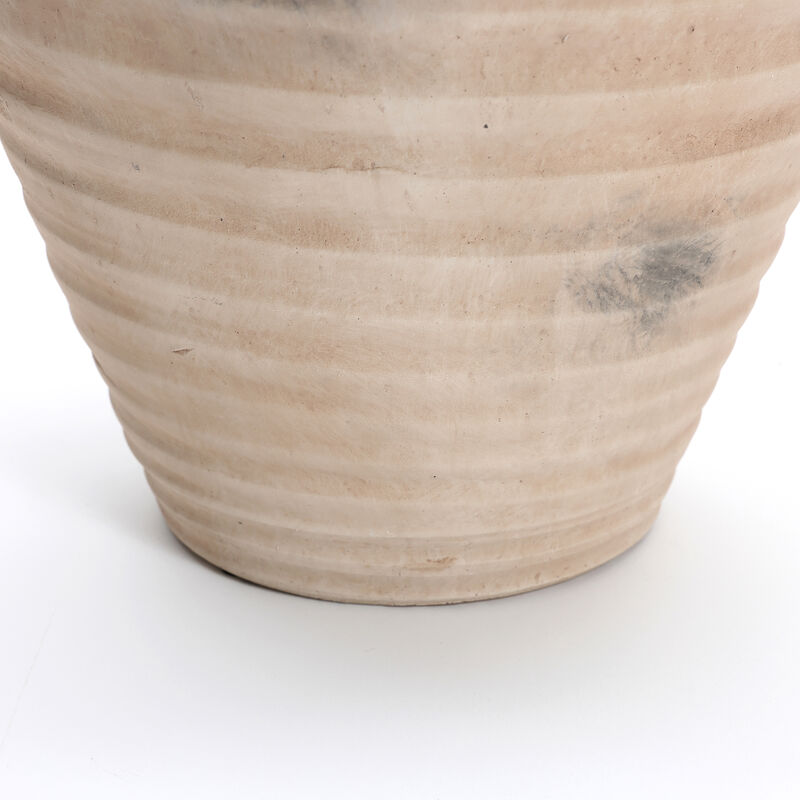 LuxenHome Rustic Brown Ribbed Terracotta 13.2-Inch Tall Urn Vase