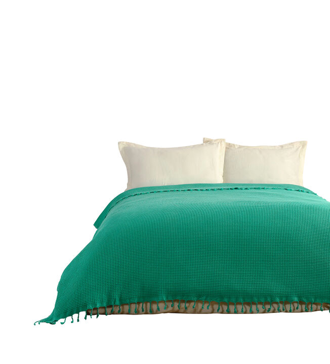 Textile Waffle Plain Cotton Queen Coverlet