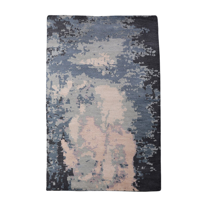 HAND KNOTTED WOOL Abstract AREA RUGS  - 5'x8', Rectangle Shape, Multicolor Color, Abstract Modern, Medium Pile Handmade Area Rugs for Living Room, Bed Room (N00804)