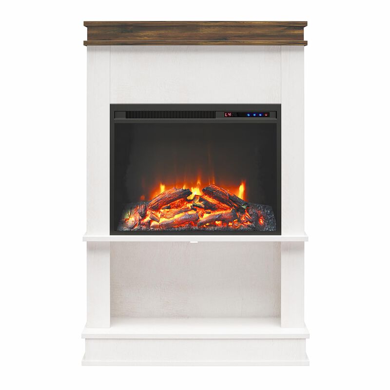 Ameriwood Home Mateo Electric Fireplace Space Heater with Mantel and Open Shelf