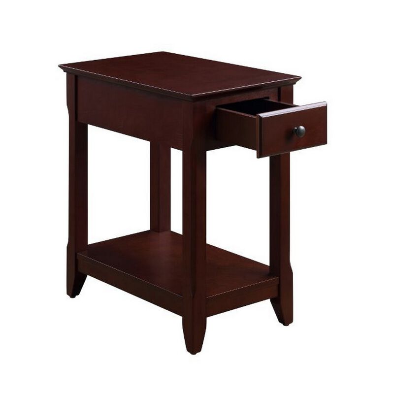 Accent Table with 1 Drawer and Bottom Shelf, Brown-Benzara