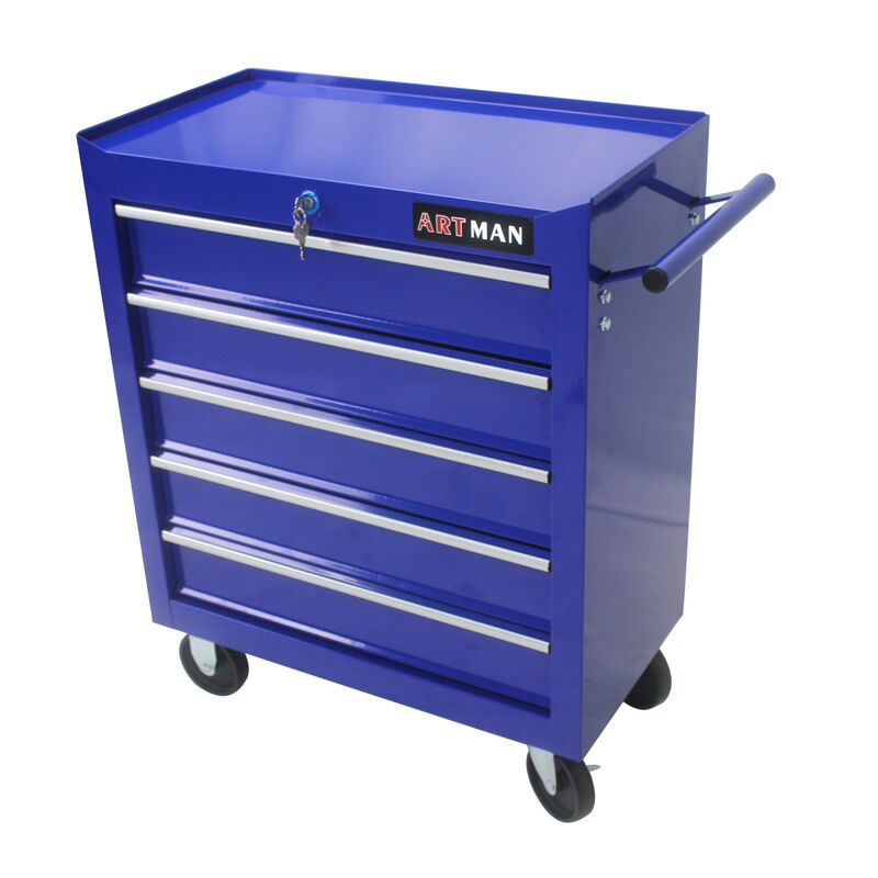 5 Drawers Multifunctional Tool Cart With Wheels-Blue