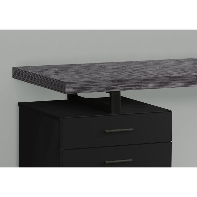Monarch Specialties I 7411 Computer Desk, Home Office, Laptop, Left, Right Set-up, Storage Drawers, 48"L, Work, Metal, Laminate, Black, Grey, Contemporary, Modern