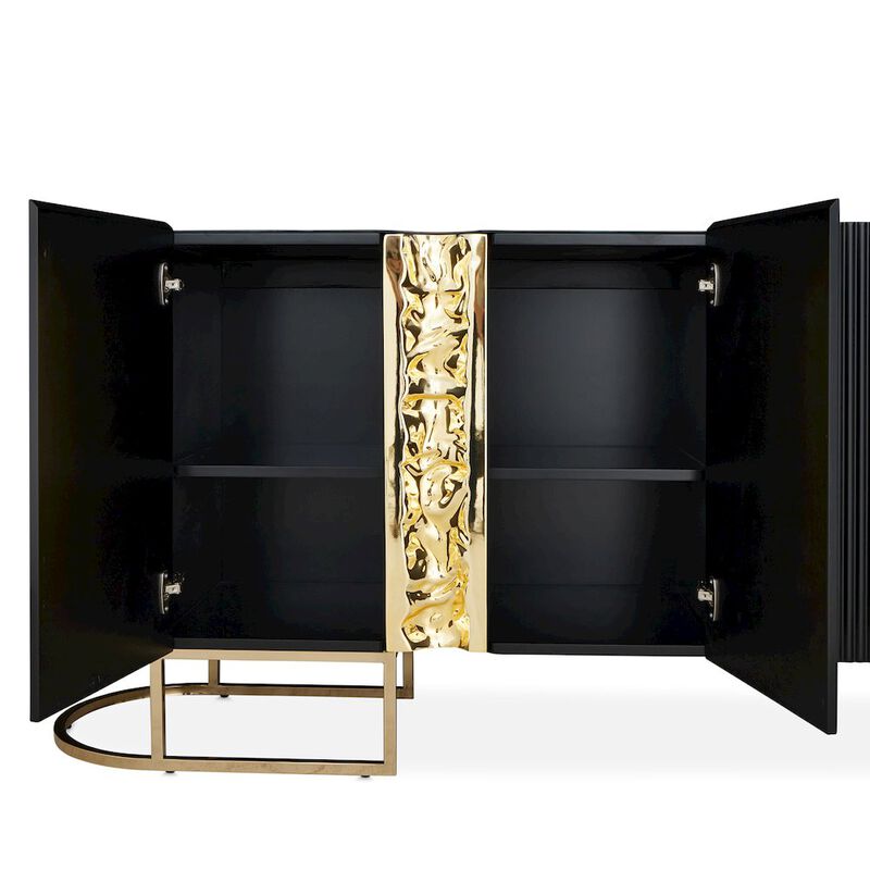 Michael Amini Lisbon Console Table - Silken Matte Black
