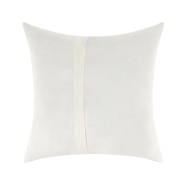 Paula Square Euro Pillow Sham, Soft Ivory Stone Washed Hemp, 26 Inch - Benzara