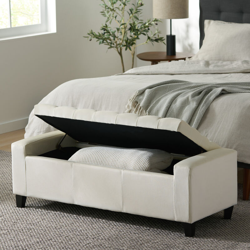 Merax Fabric Upholstered Storage Ottoman for Living Room, Bedroom