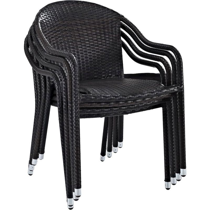 FurniFact Modern Stackable Outdoor Wicker Chair Set of 4