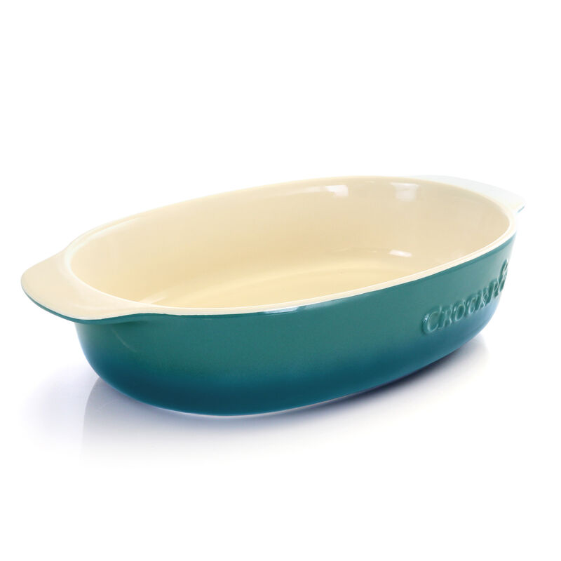 Crock Pot Artisan 2.5 Quart Oval Stoneware Casserole with Lid in Gradient Teal