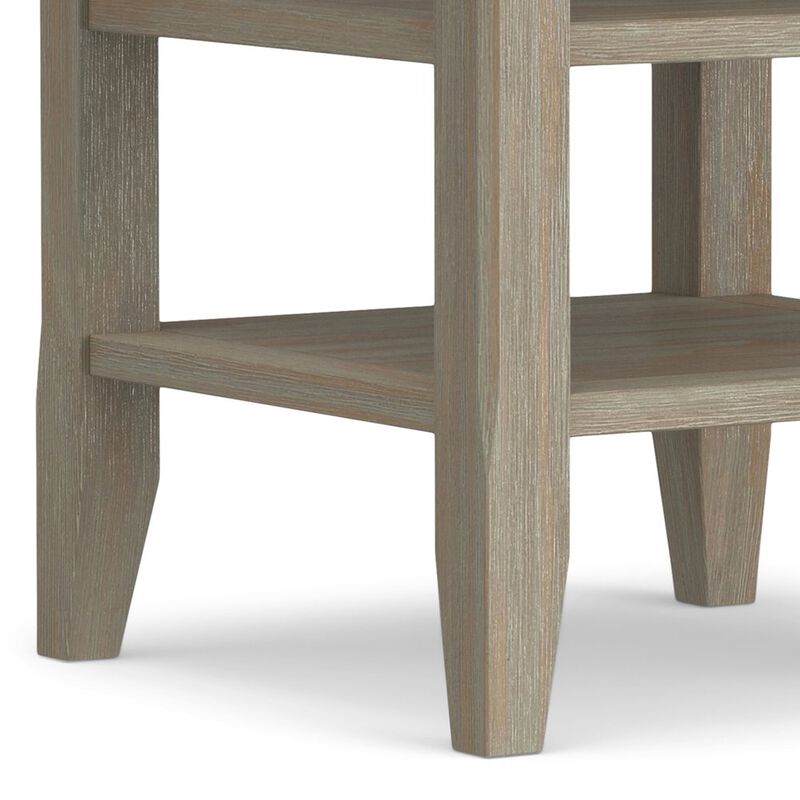 Simpli Home Acadian Solid Wood End Table In Distressed Grey