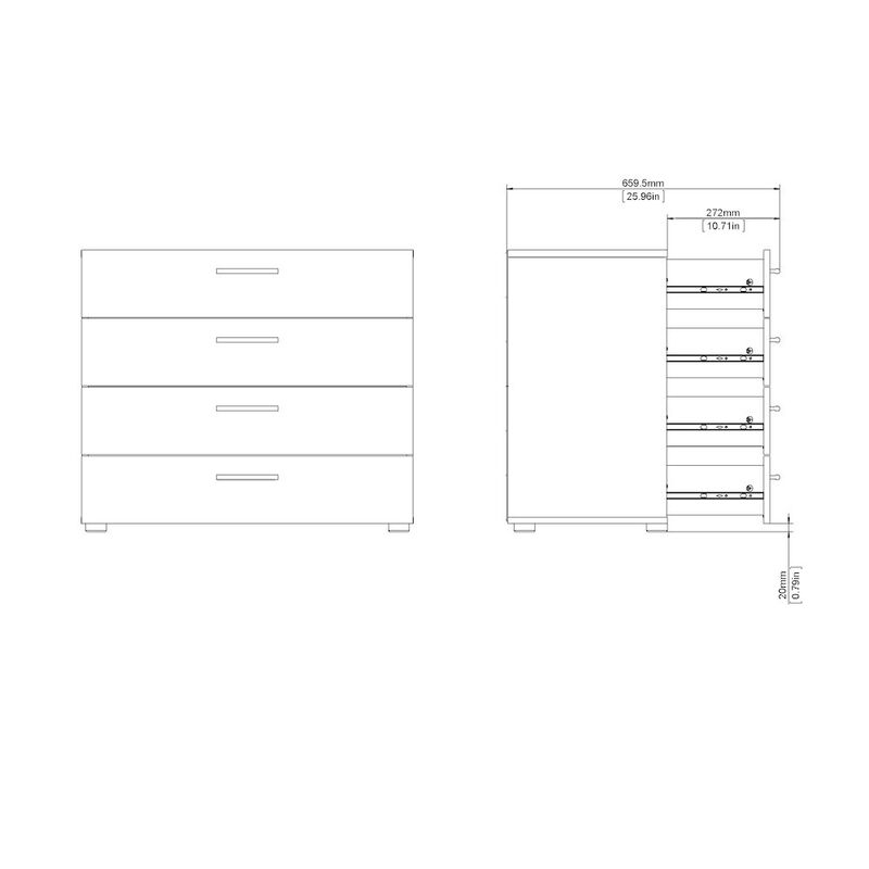 Tvilum Austin 4 Drawer Chest, Oak Structure/White High Gloss