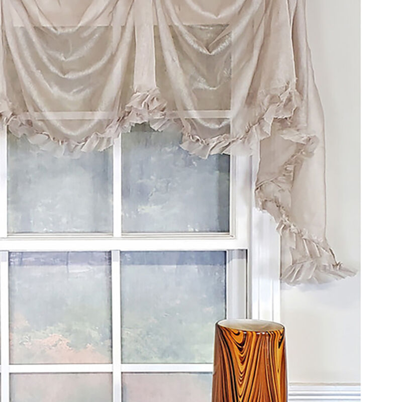 RLF Home Luxurious Modern Design Classic Sheers Victory Swag 3-Scoop Window Valance 50" x 25" Taupe