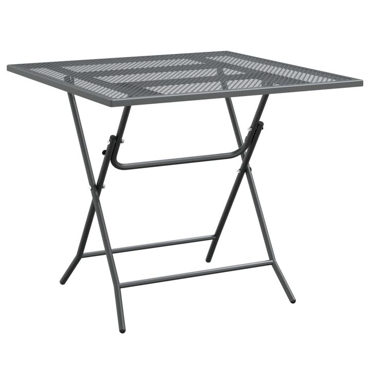 Yoko 5pc Outdoor Dining Breakfast Set, Dark Gray Folding Metal Frame - Benzara